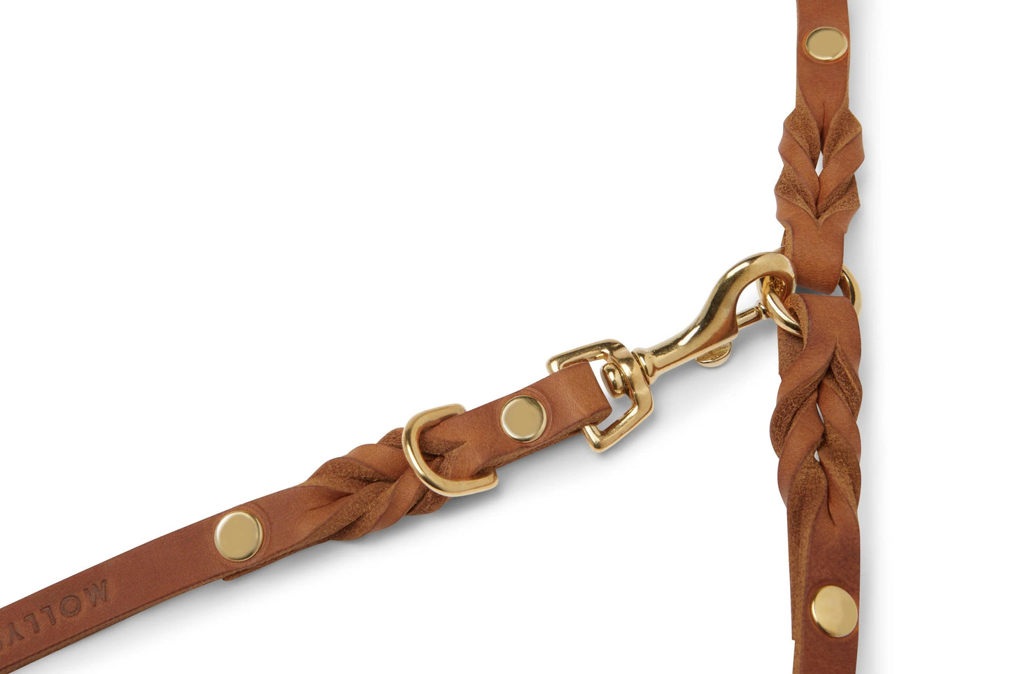 Butter leather 3X adjustable dog leash Sahara cognac
