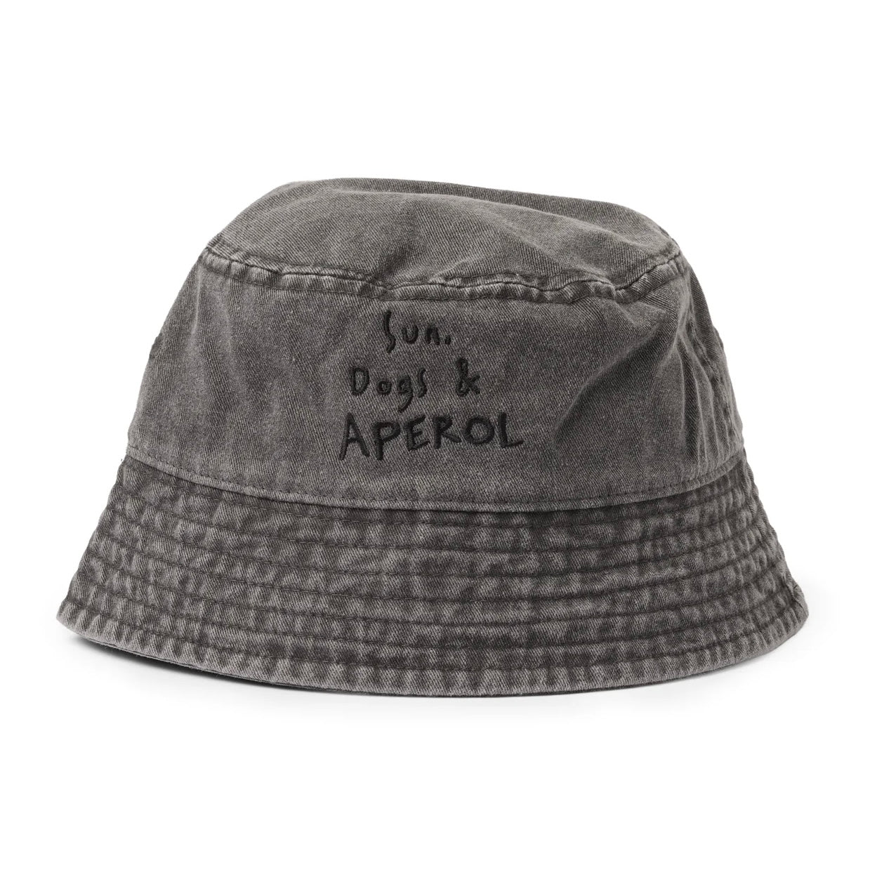 Bucket Hat "SUN, DOGS & APEROL" washed black