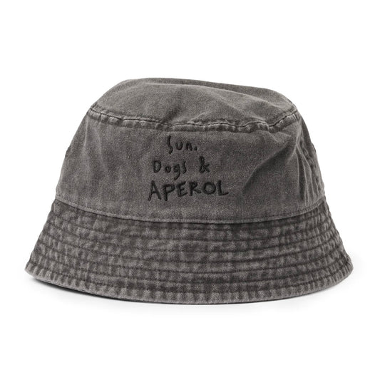 Bucket Hat "SUN, DOGS & APEROL" washed black
