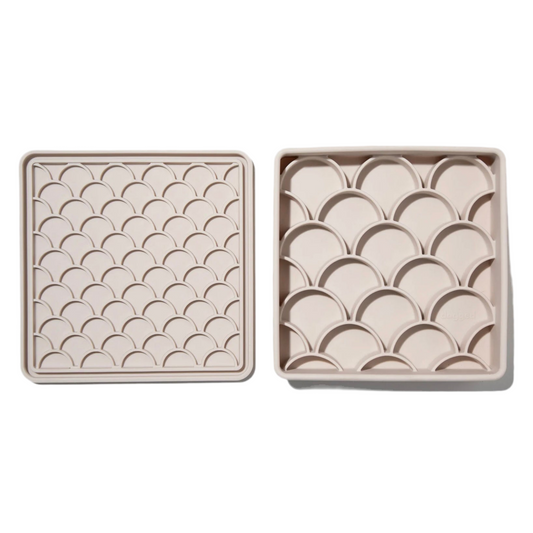 3-in-1 fish scale slow feeder bowl - sand