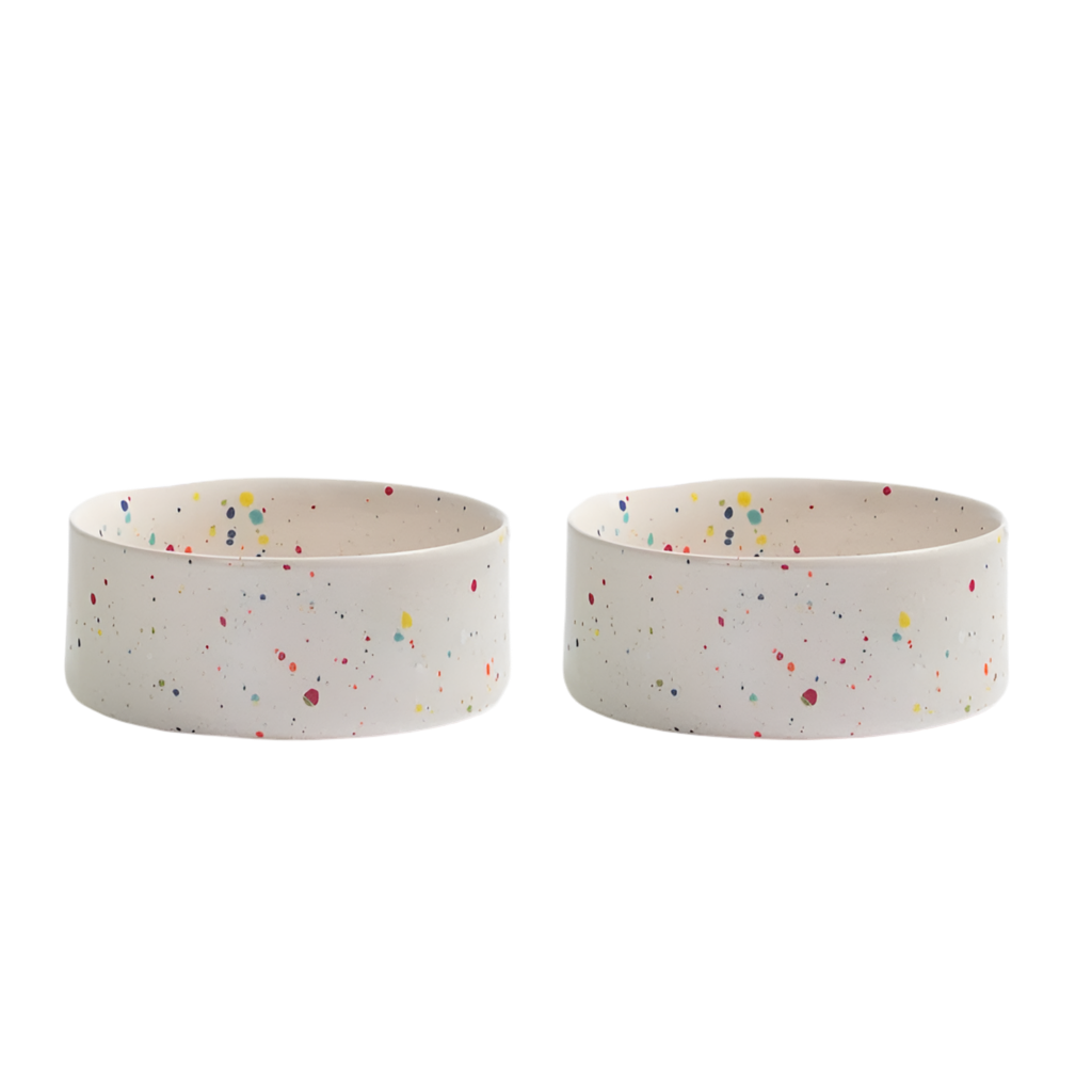 New Party Pet Bowl set of 2 white