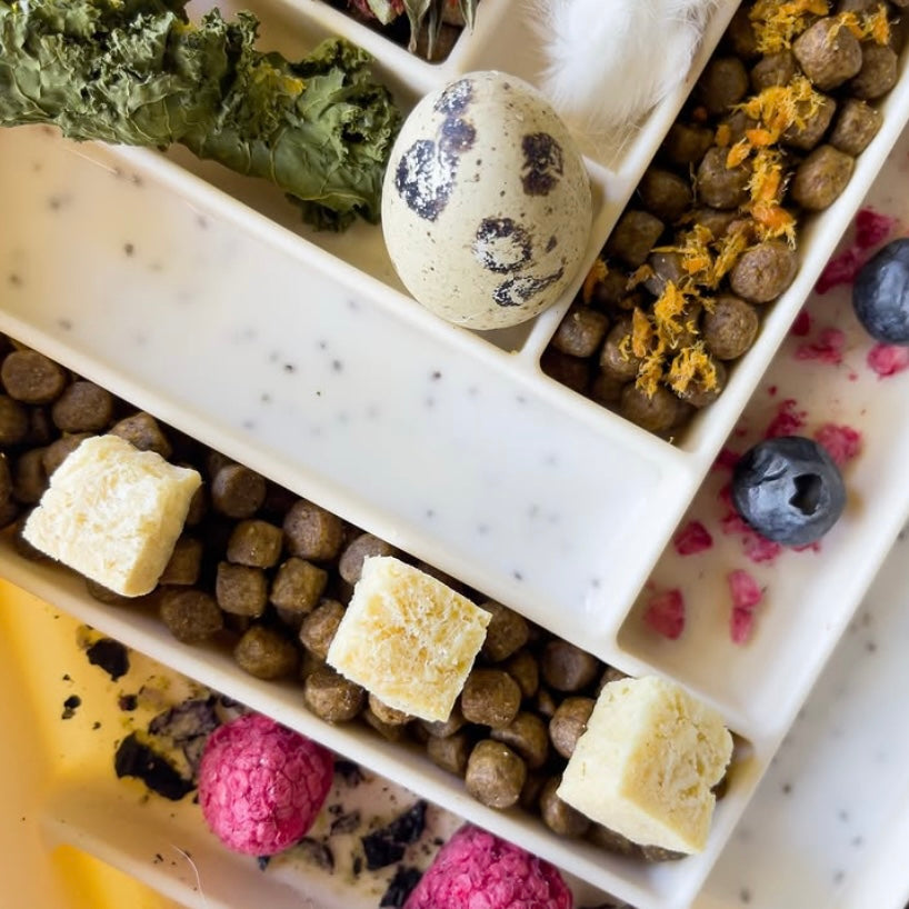 chevron slow feeder bowl - buttercream