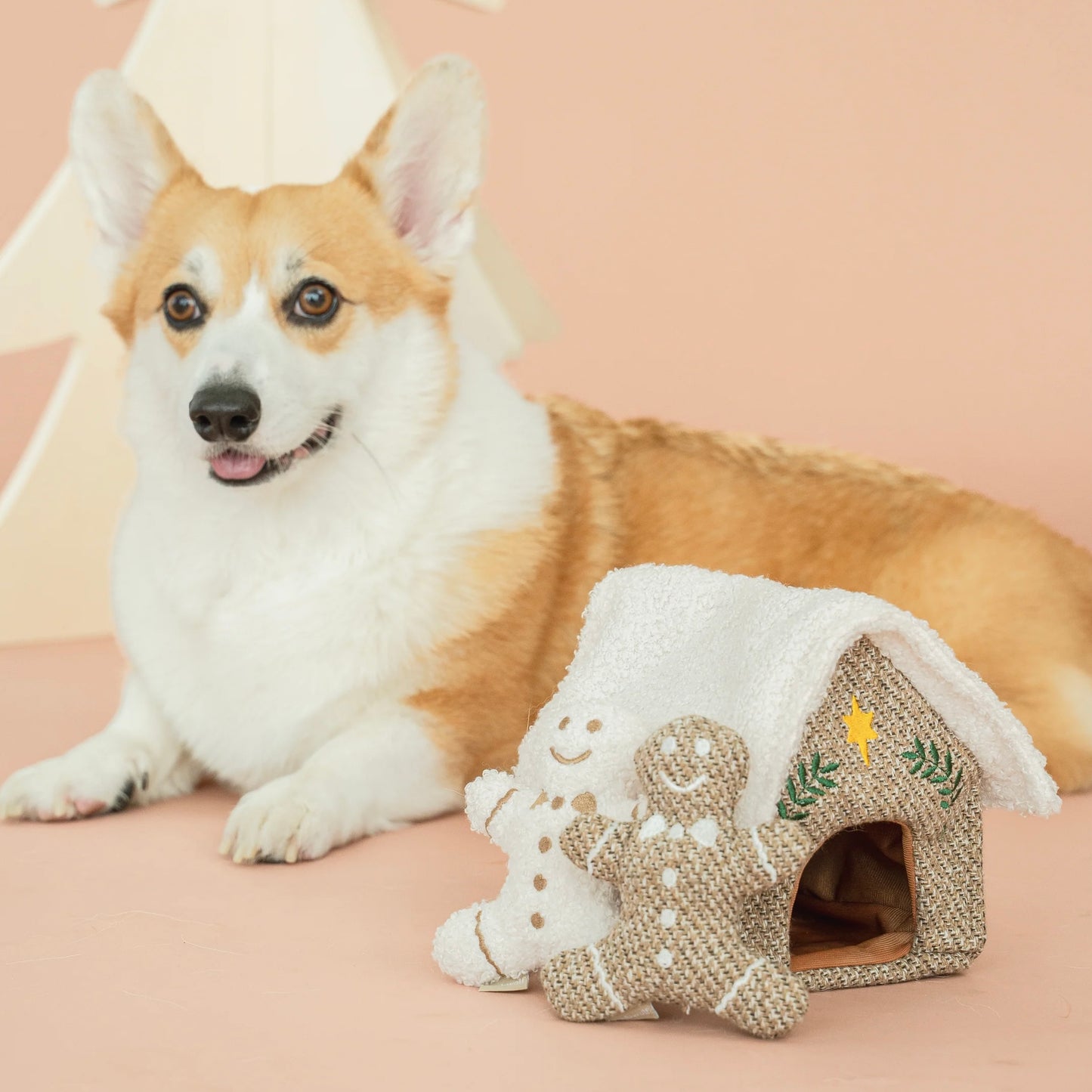Gingerbread house enrichment dog toy
