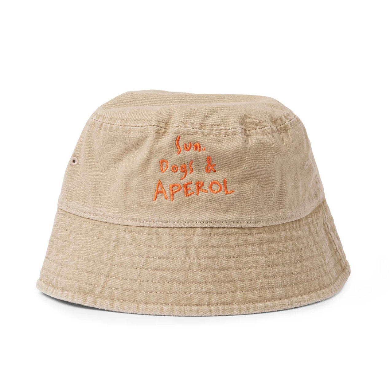 Bucket Hat "SUN, DOGS & APEROL" washed beige