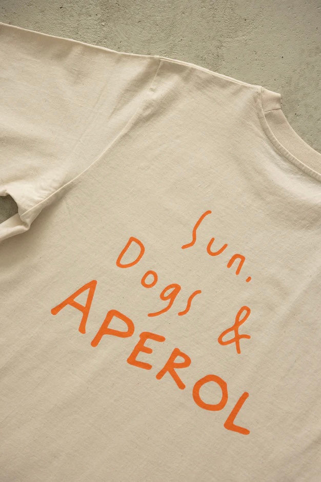 Natural Cotton T-Shirt "Sun, Dogs & APEROL"
