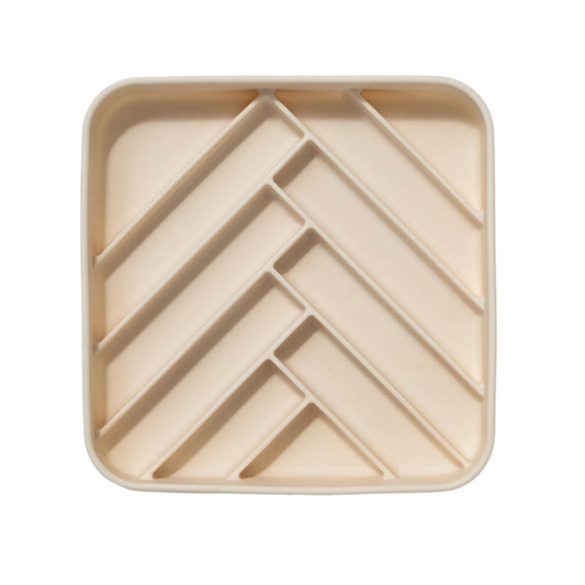 chevron slow feeder bowl - buttercream