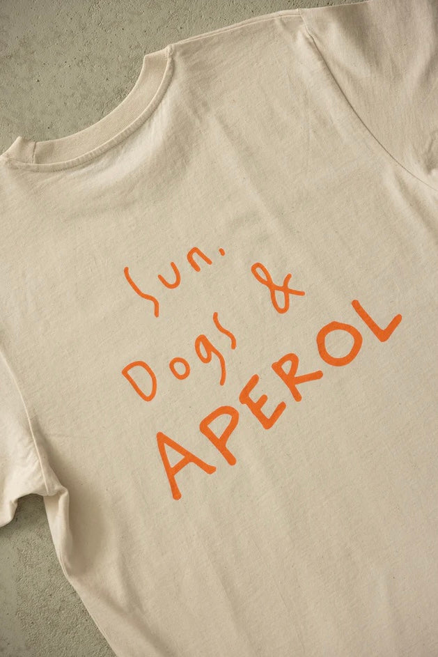 Natural Cotton T-Shirt "Sun, Dogs & APEROL"