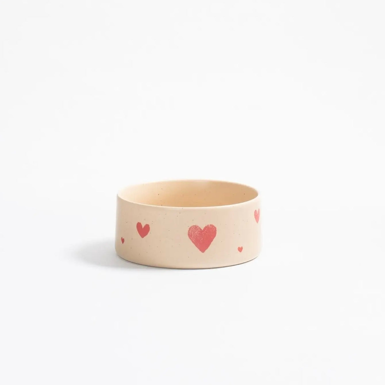 Cozy Hearts Stoneware Pet Bowl 2 Pieces Set