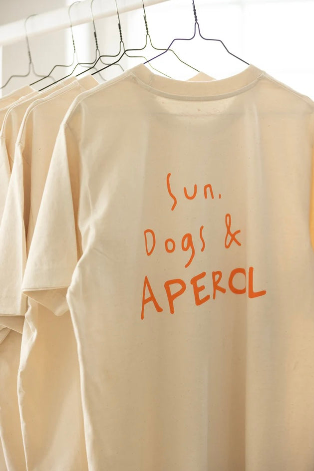 Natural Cotton T-Shirt "Sun, Dogs & APEROL"