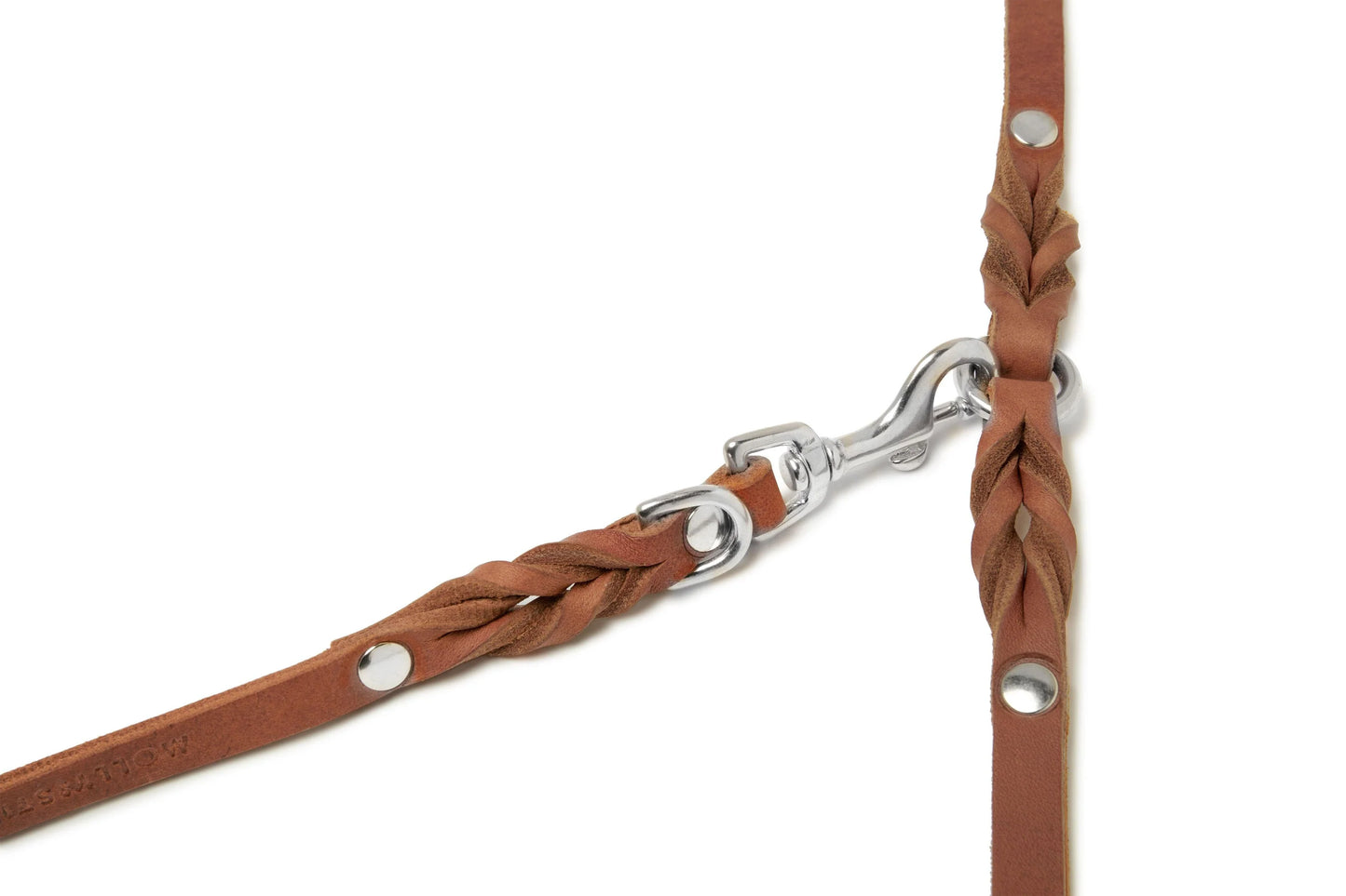 Butter leather 3X adjustable dog leash Sahara cognac