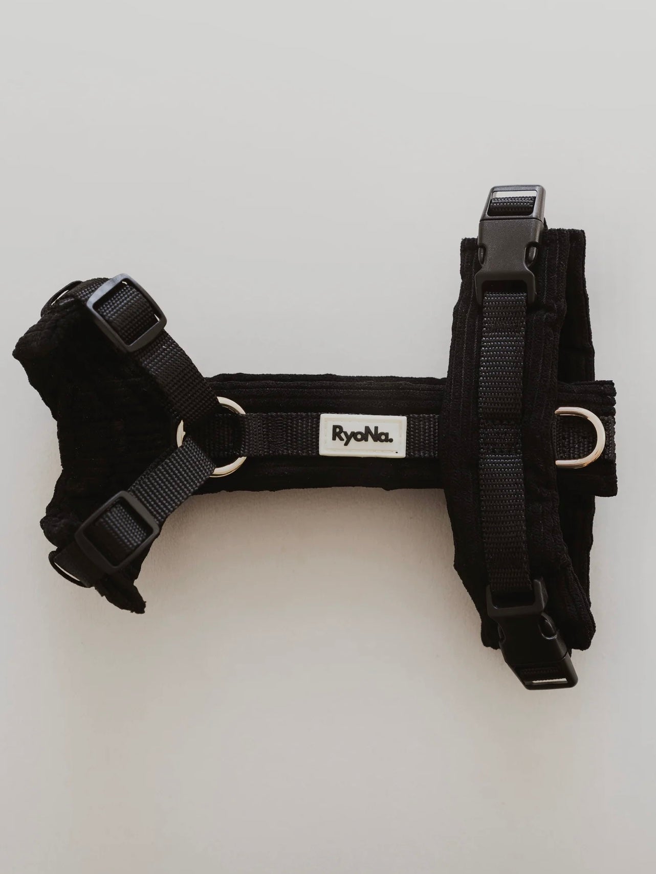 Soft Ribbed Velour Y-Design Dog Harness Black