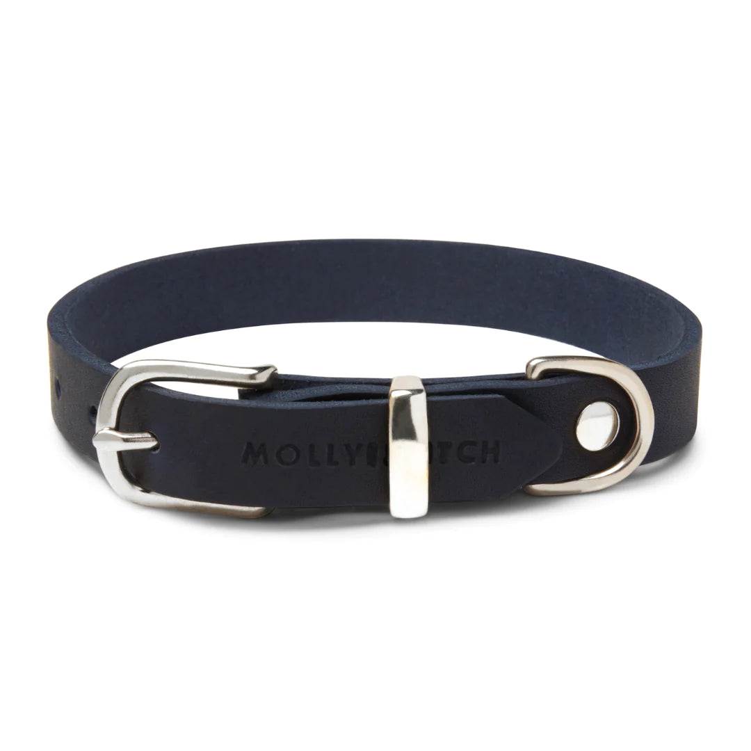 Butter leather dog collar Navy Blue