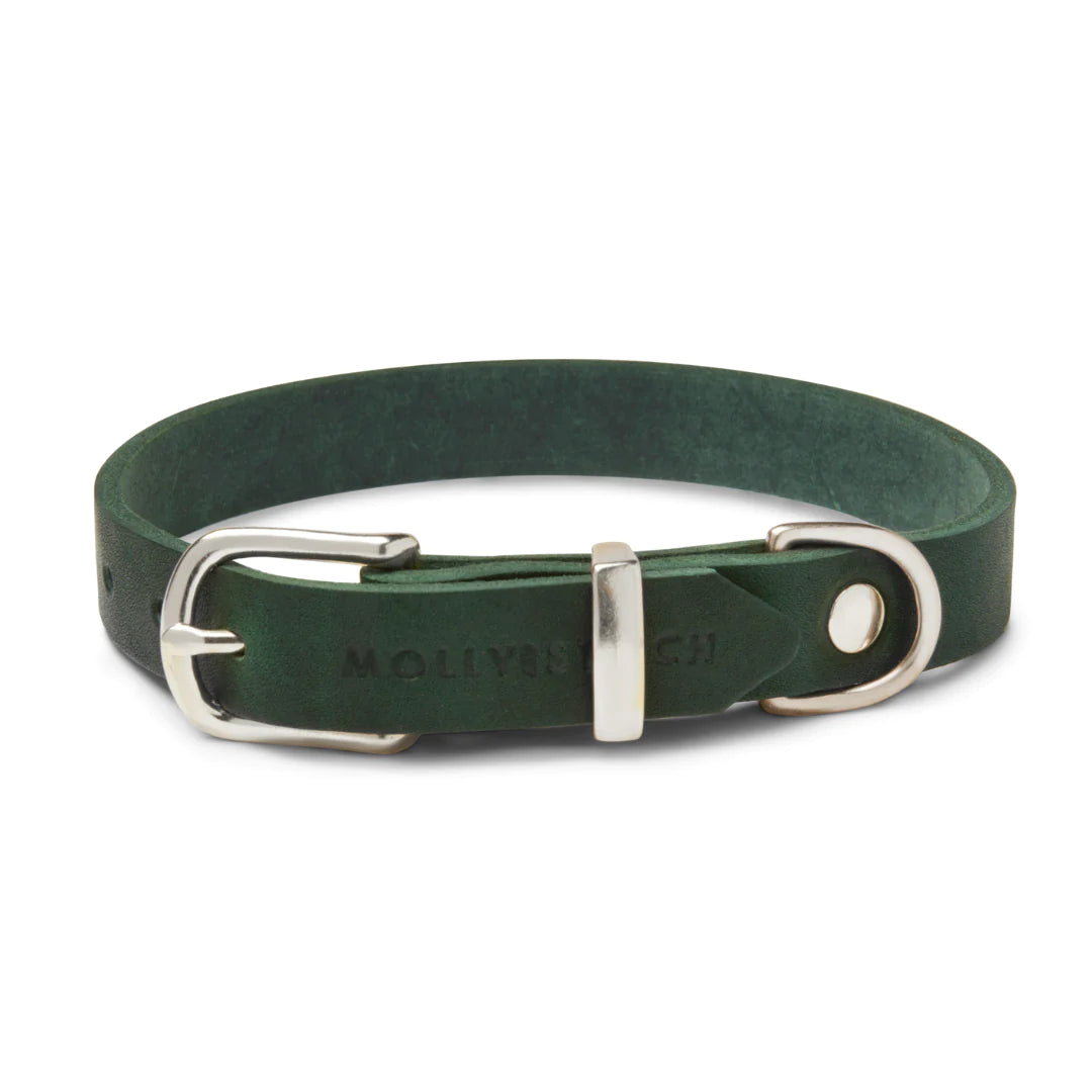 Butter leather dog collar Forest Green