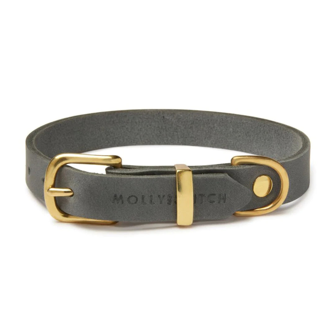 Butter leather dog collar Timeless Grey