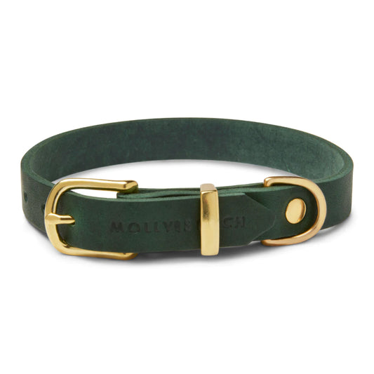 Butter leather dog collar Forest Green