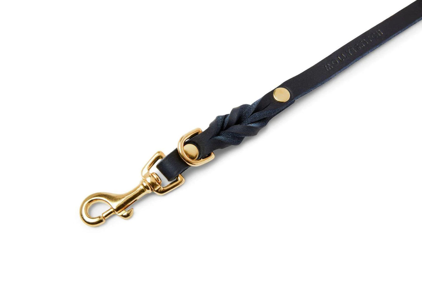 Butter leather 3X adjustable dog leash Navy Blue