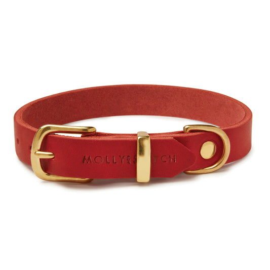 Butter leather dog collar Chili Red