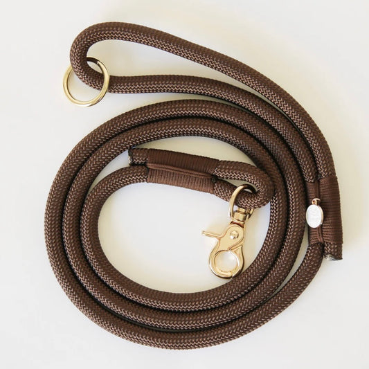 Braided rope leash Brown