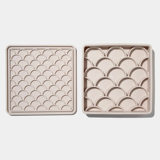 3-in-1 fish scale slow feeder bowl - sand