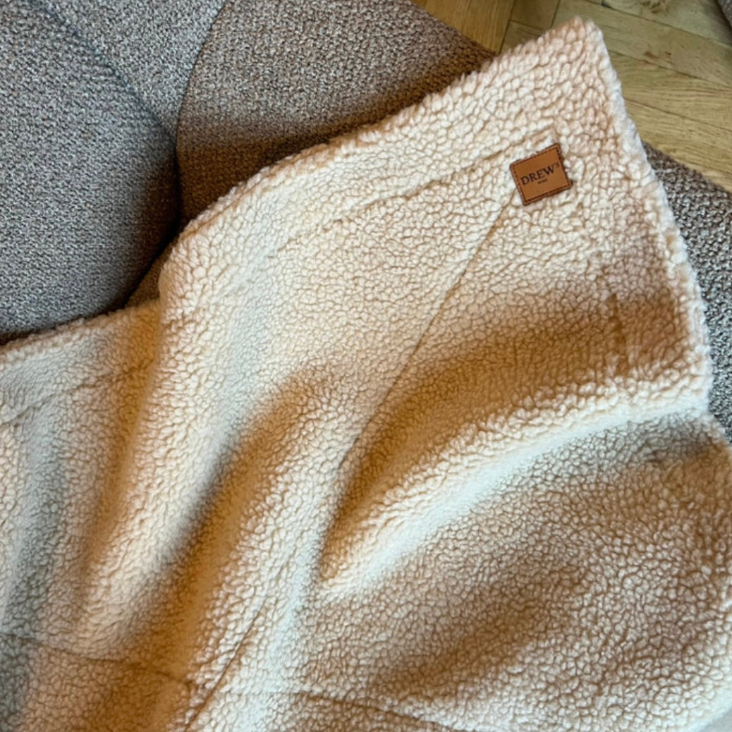 Soft dog blanket in teddy fleece beige