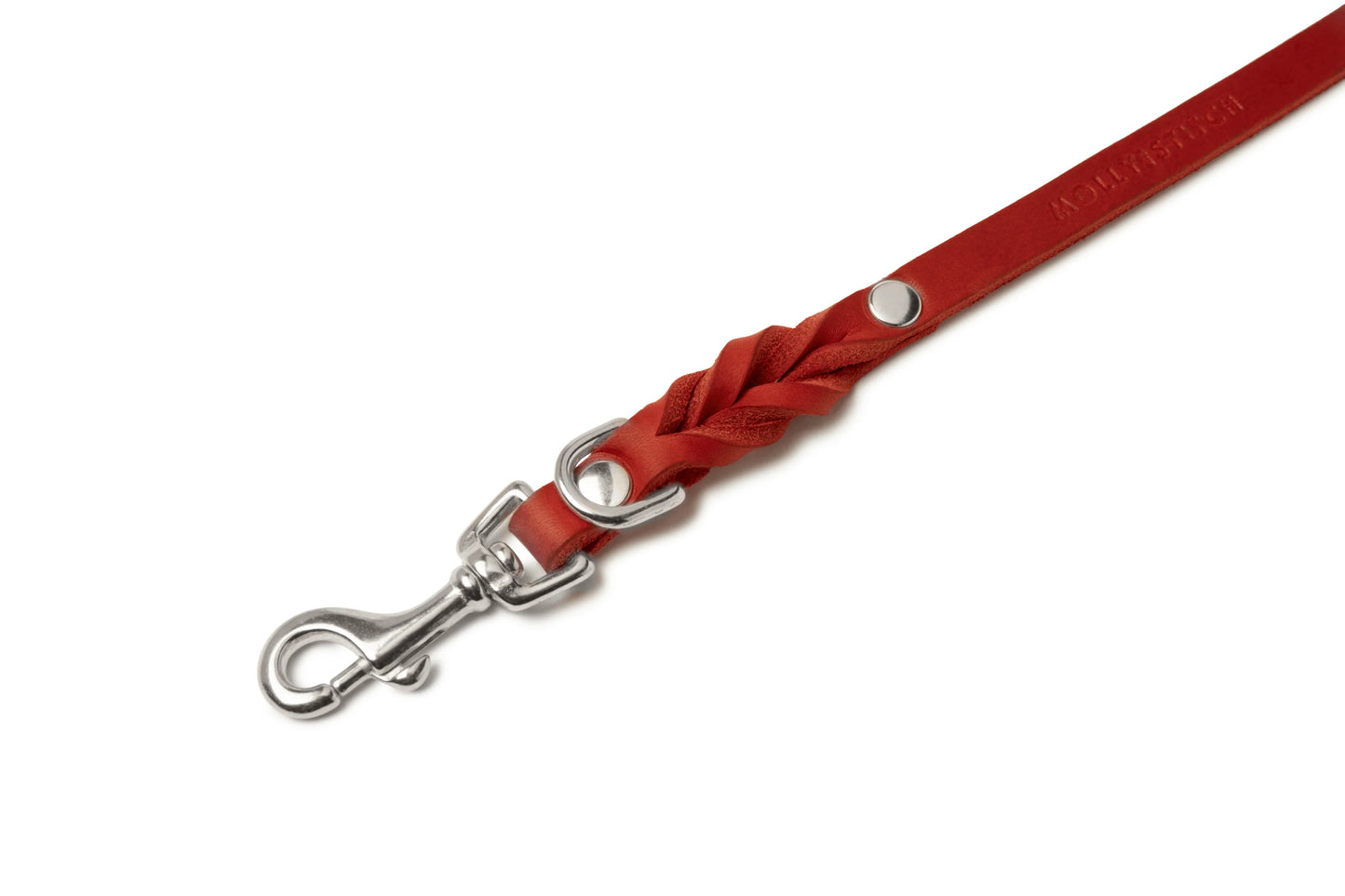 Butter leather 3X adjustable dog leash Chili Red