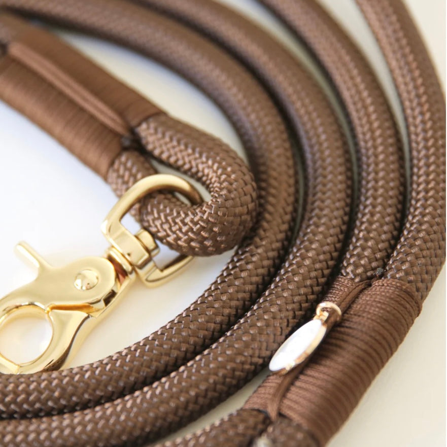 Hands Free Braided Leash Brown