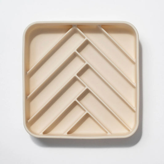 chevron slow feeder bowl - buttercream