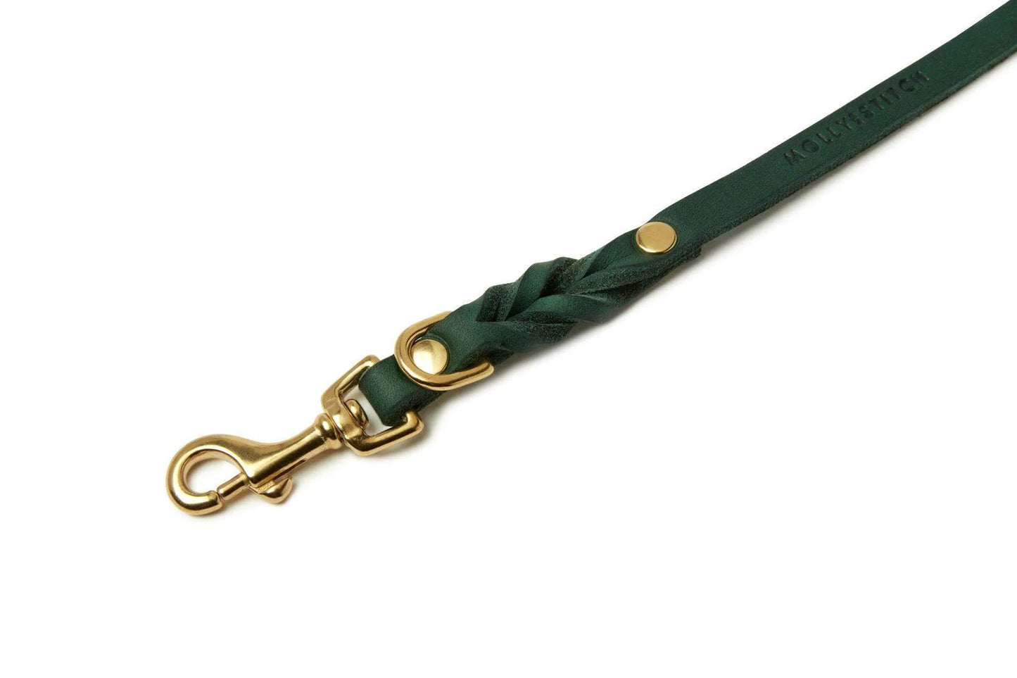 Butter leather 3X adjustable dog leash Forest Green