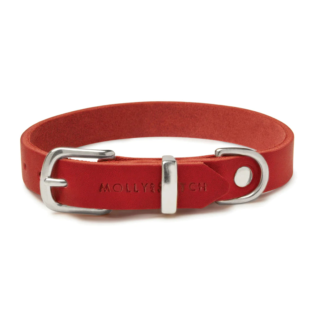 Butter leather dog collar Chili Red