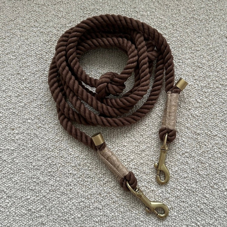 Adjustable and soft dog leash Brown