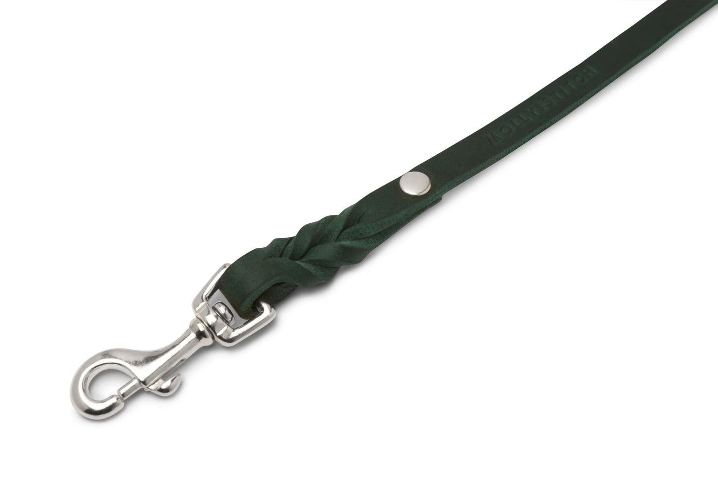 Butter leather city dog leash Forest Green