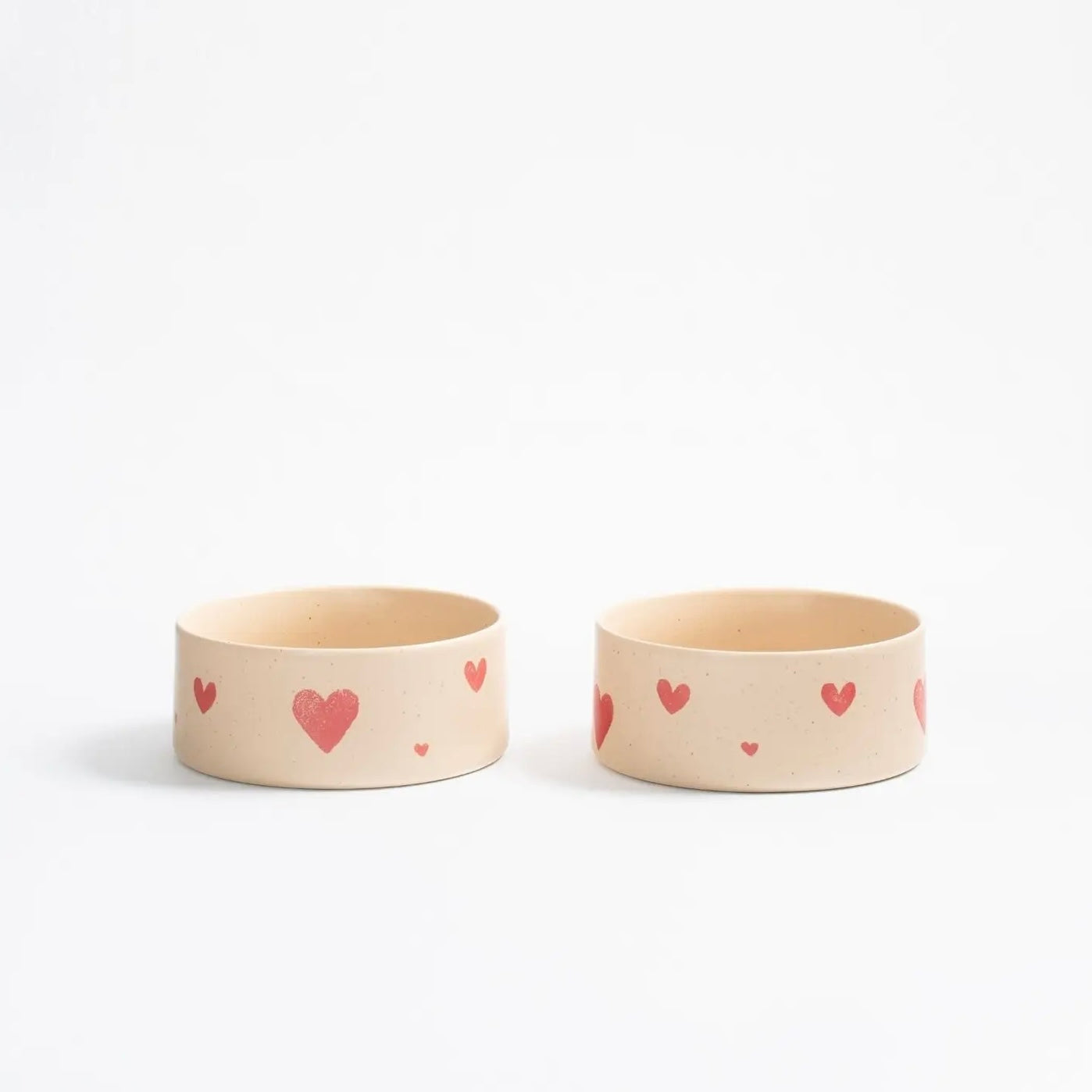 Cozy Hearts Stoneware Pet Bowl 2 Pieces Set