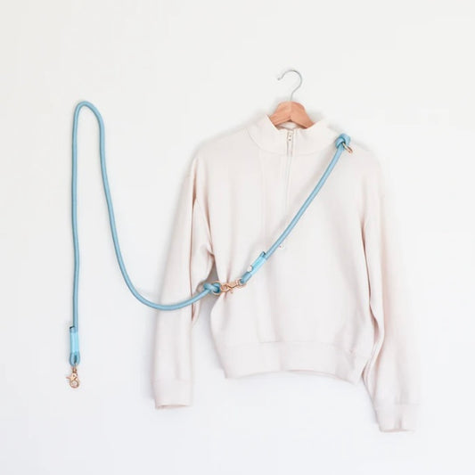 Hands Free Braided Leash Aqua