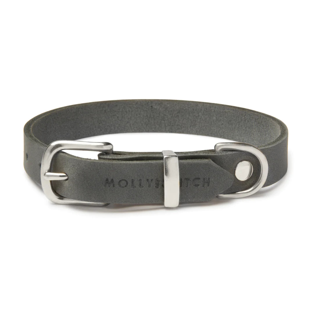 Butter leather dog collar Timeless Grey