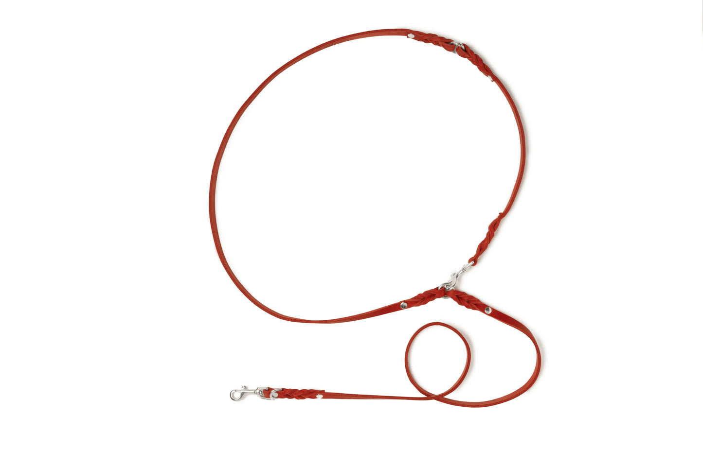 Butter leather 3X adjustable dog leash Chili Red