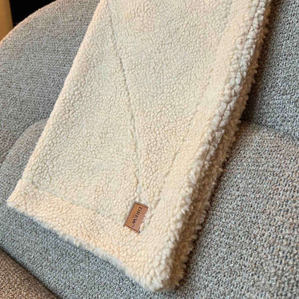 Soft dog blanket in teddy fleece beige