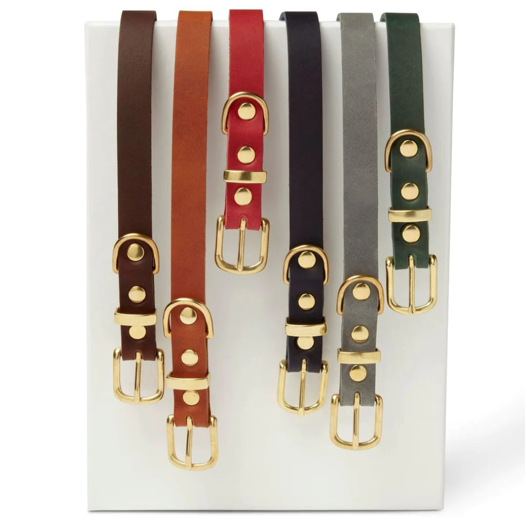 Butter leather dog collar Chili Red