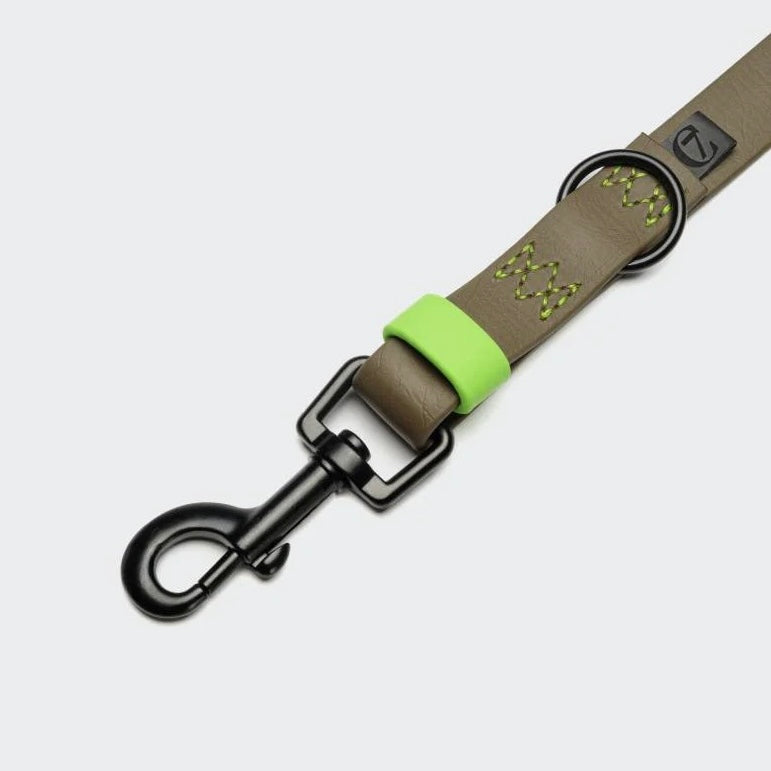 Adjustable Dog Leash BioThane Ipanema Olive-Neon Green