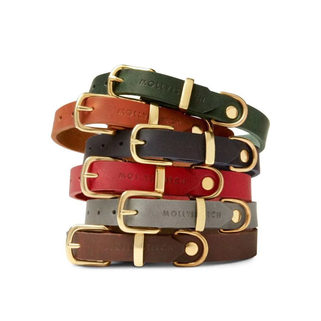 Butter leather dog collar Chili Red