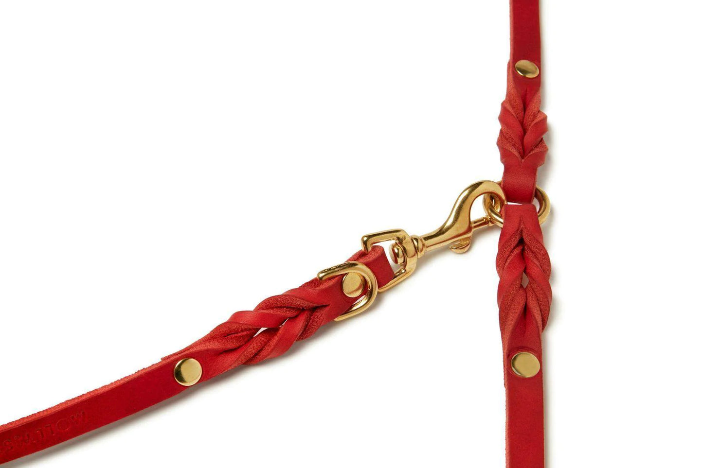 Butter leather 3X adjustable dog leash Chili Red