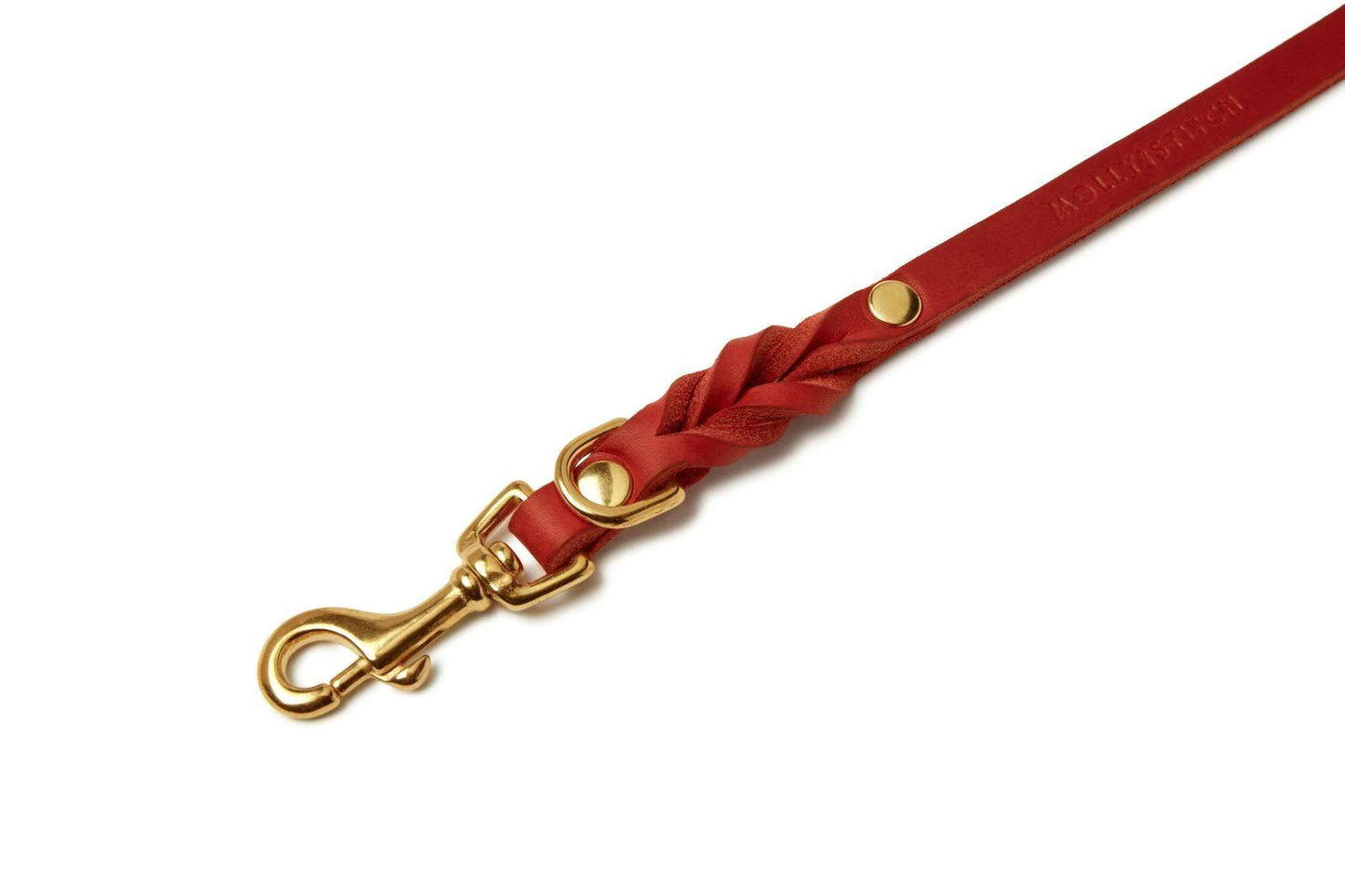 Butter leather 3X adjustable dog leash Chili Red