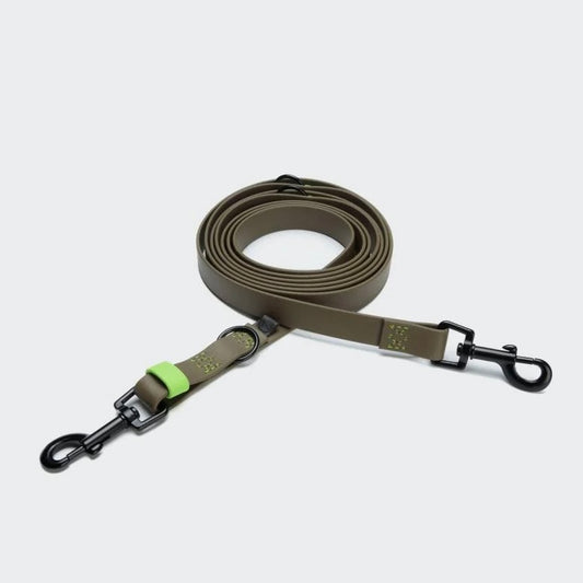 Adjustable Dog Leash BioThane Ipanema Olive-Neon Green