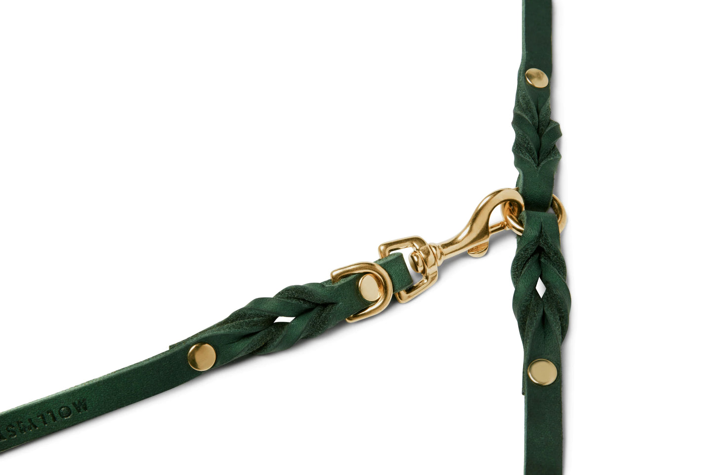 Butter leather 3X adjustable dog leash Forest Green