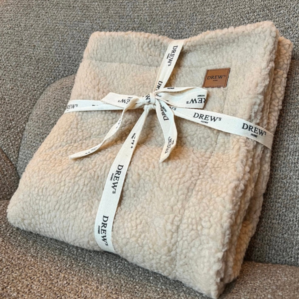 Soft dog blanket in teddy fleece beige