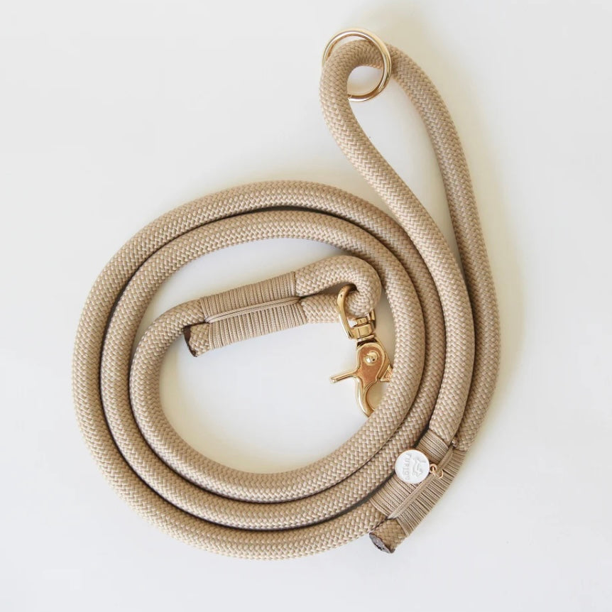 Braided rope leash Tan