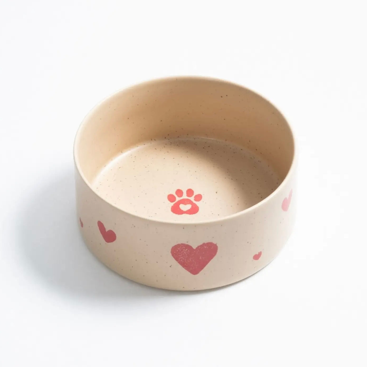 Cozy Hearts Stoneware Pet Bowl 2 Pieces Set