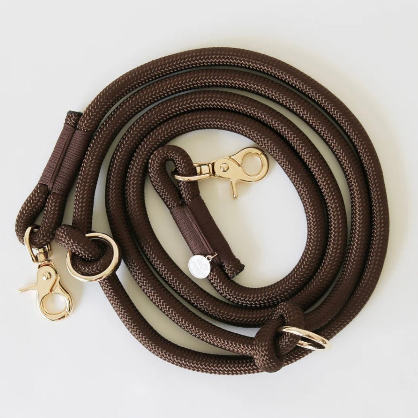 Hands Free Braided Leash Brown