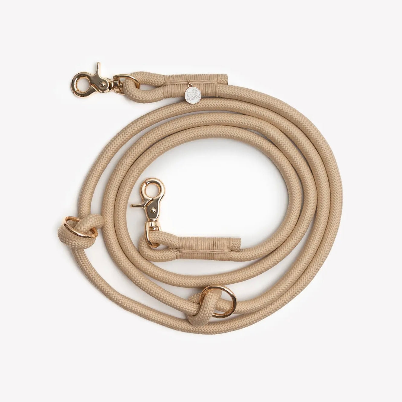 Hands Free Braided Leash Tan