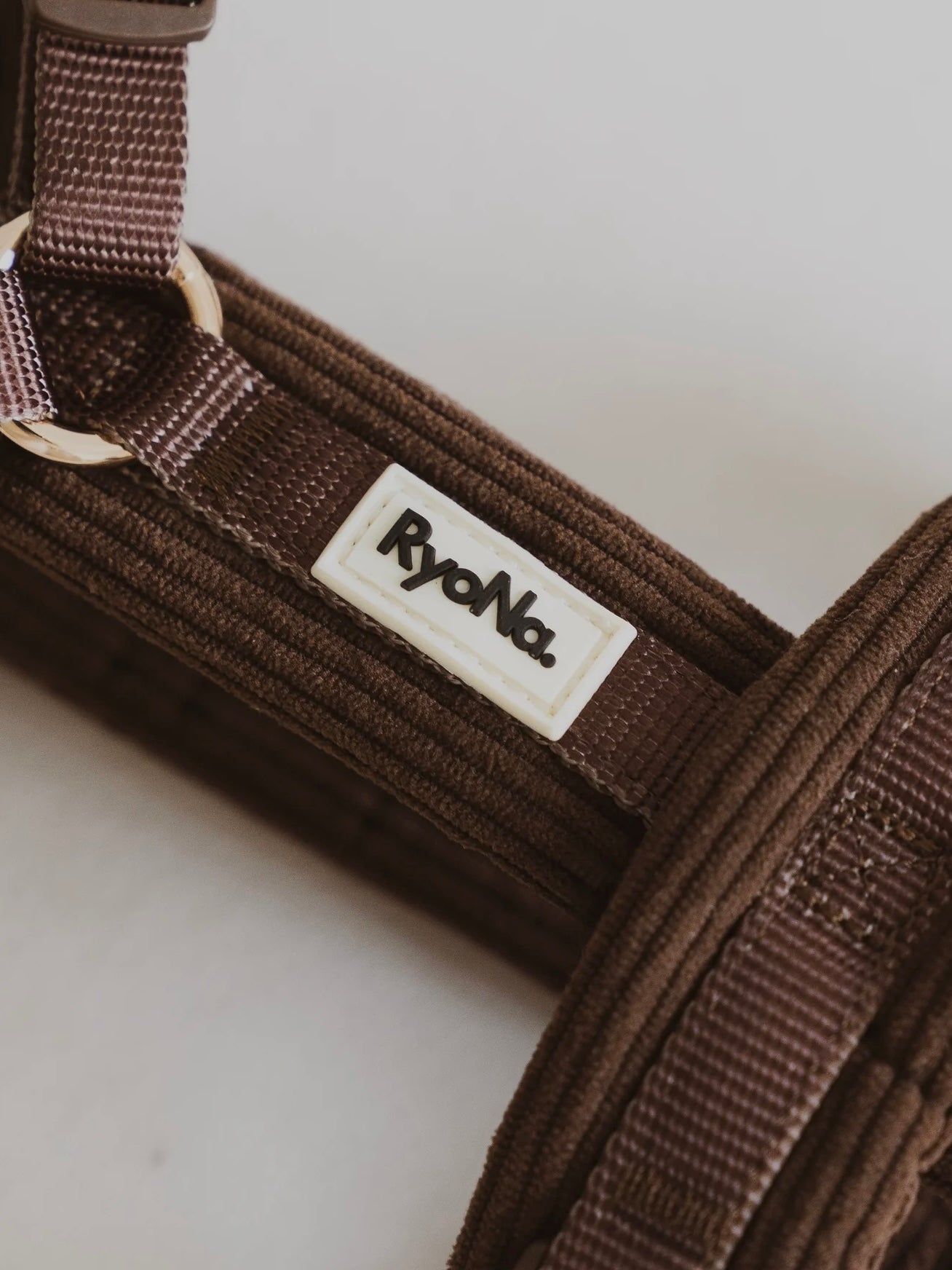 Soft Ribbed Velour Y-Design Dog Harness Brown