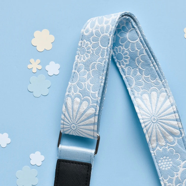 Luxe bag strap Baby blue flower